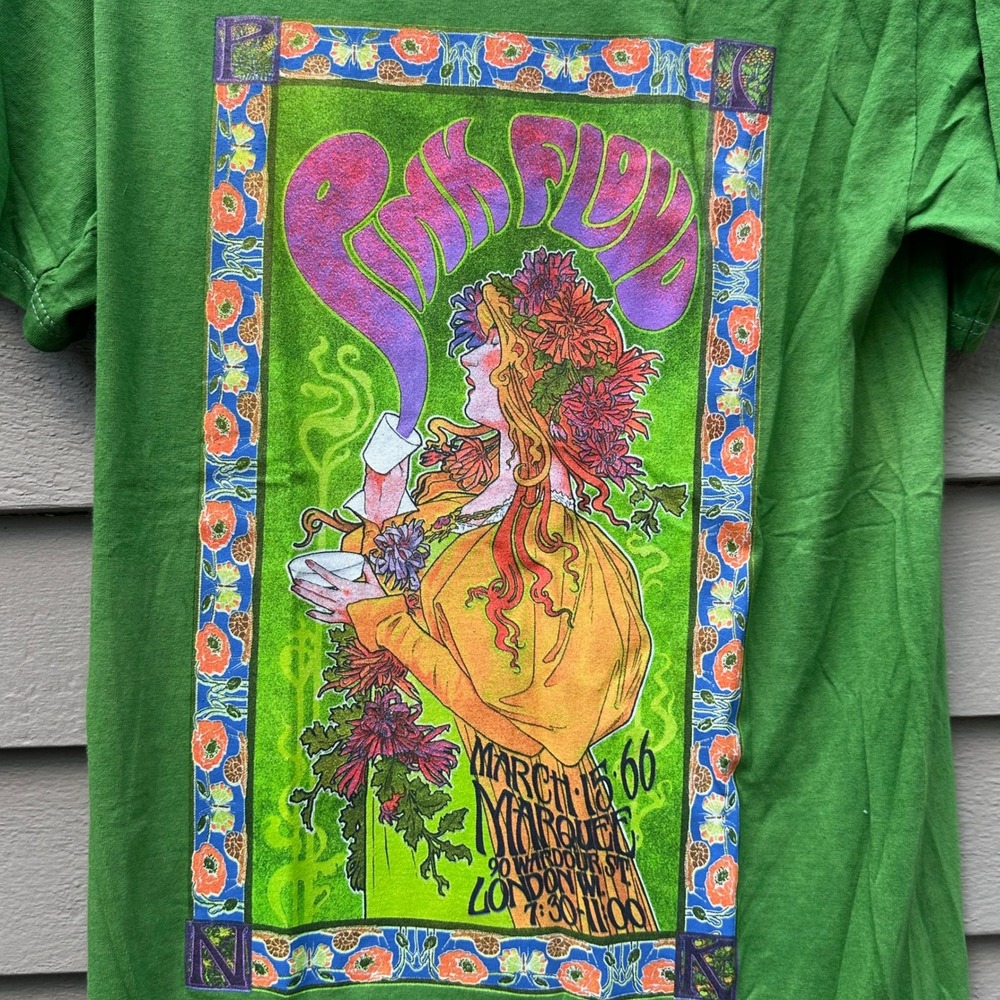 Pink Floyd Green Graphic T-Shirt March 15 1966 Marquee London Concert Small - Picture 4 of 7